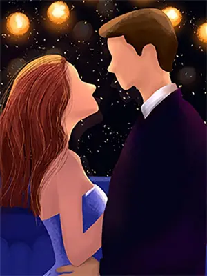 琴弦上透着光彩绘的玻璃窗